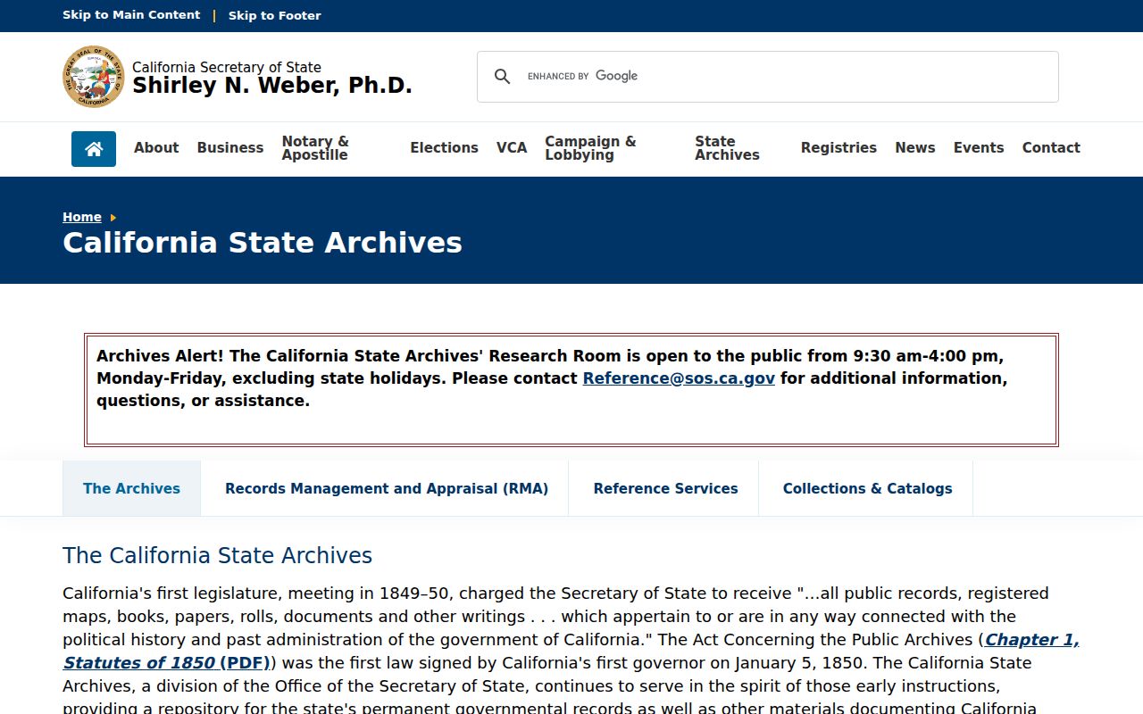 Santa Barbara County previous residents California State Archives records