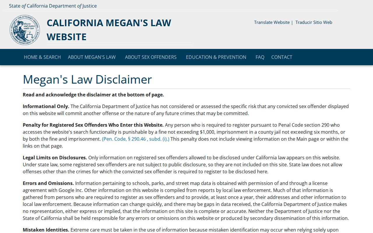 Santa Barbara County resident lookup California offender registry