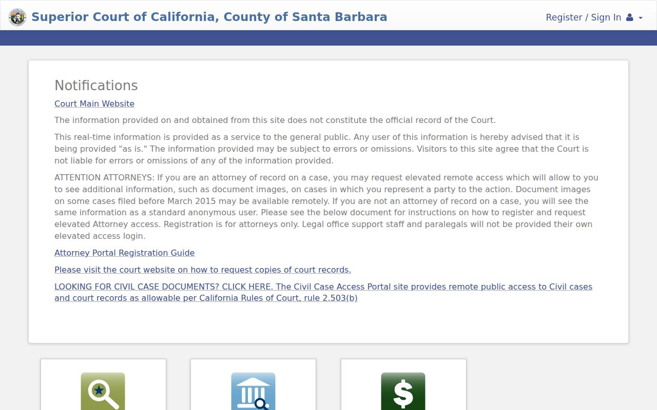 Santa Barbara County residents directory Superior Court case search