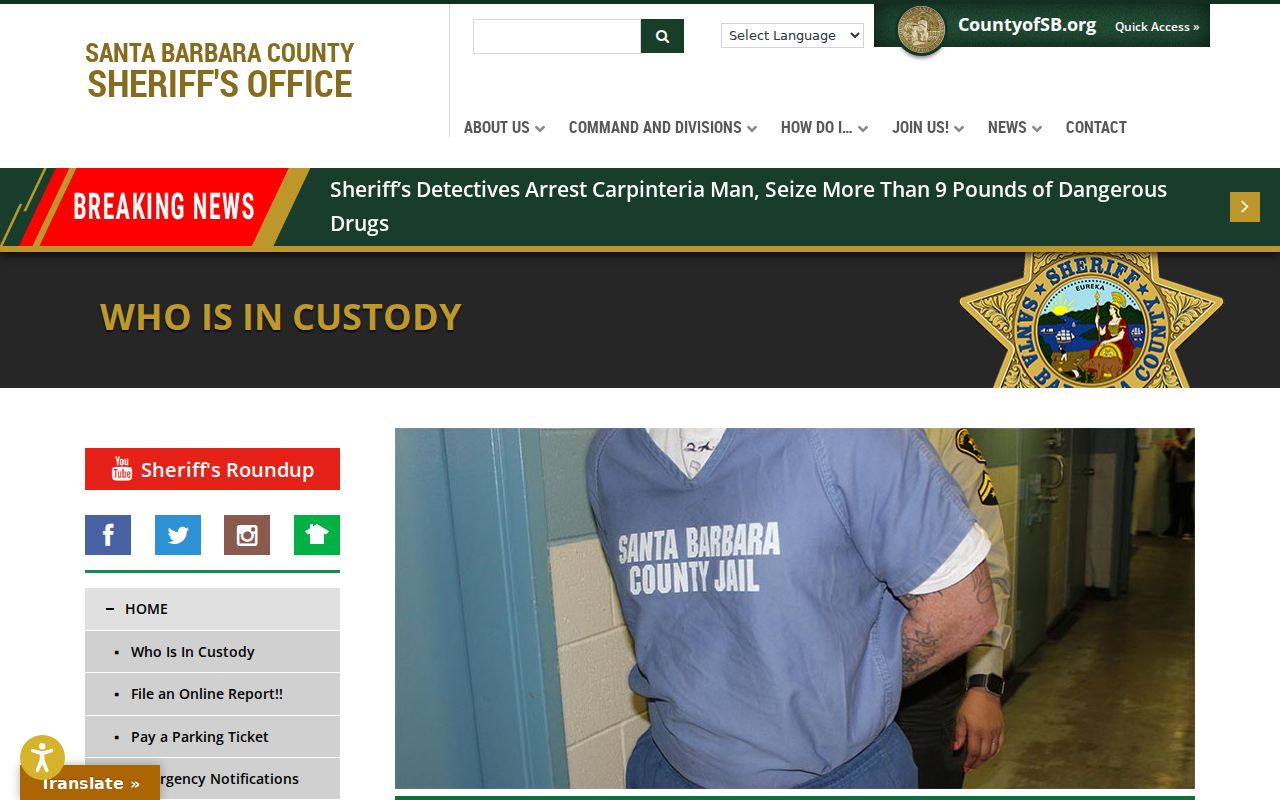 Santa Barbara County residents directory county custody lookup